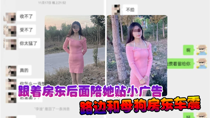 诱奸女房东跟着房东后面陪她贴小广告路边和母狗房东车震中途拉出车外站马路牙子上操她骚穴全部射满